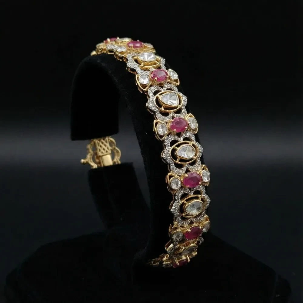 RUBY OVAL DIAMOND POLKI BRACELET
