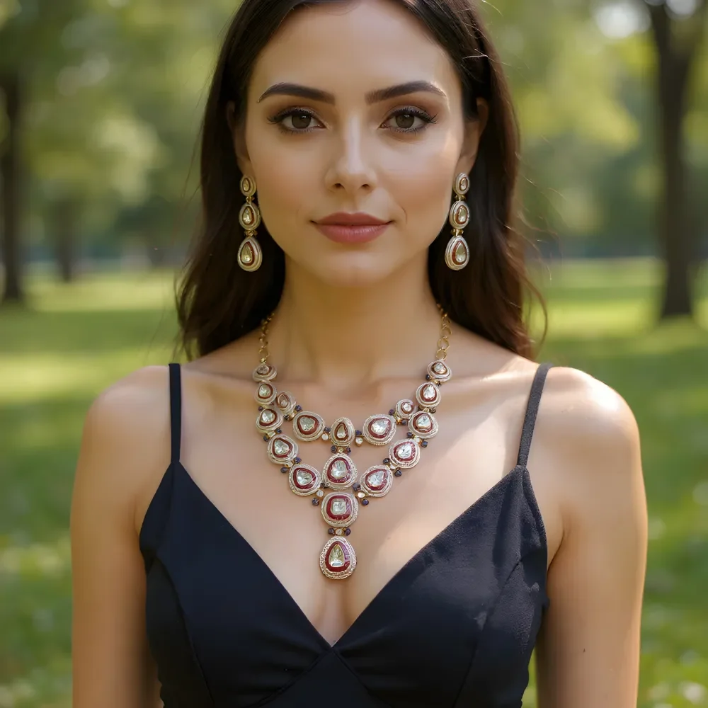 Diamond Polki Ruby Necklace