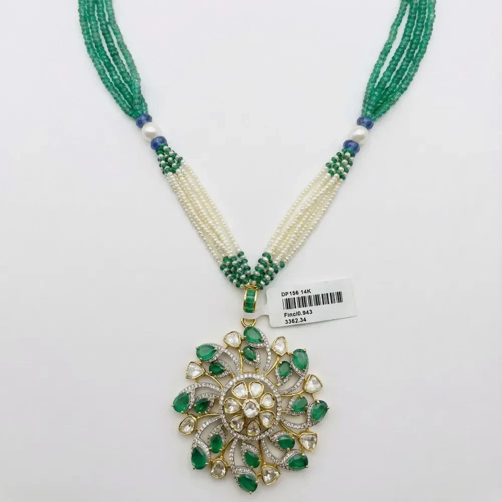 DIAMOND ROSE CUT ANTIK RHODIUM NECKLACE