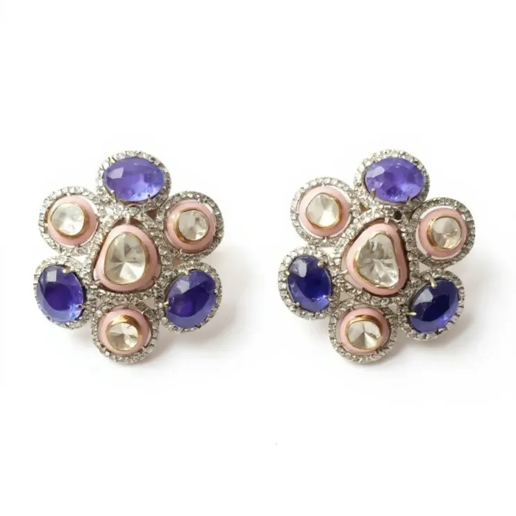 TANZANITE DIAMOND POLKI TOPS