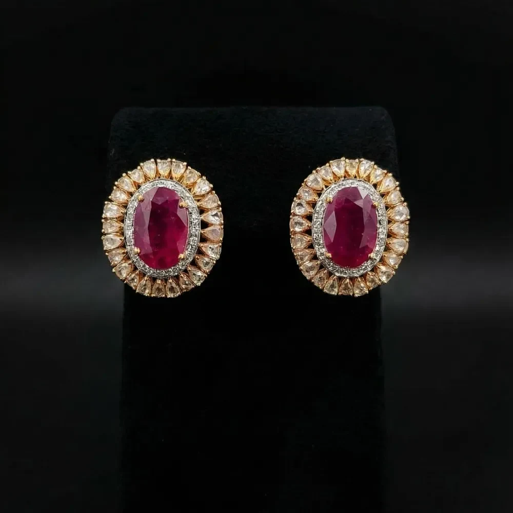RUBY OVAL EARRING