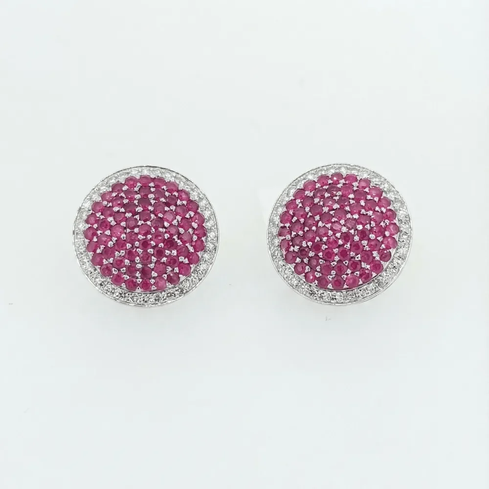 DIAMOND RUBY ROUND EARRING