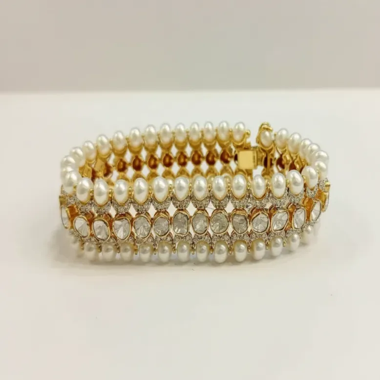 DIAMOND POLKI MOTI BRACELET