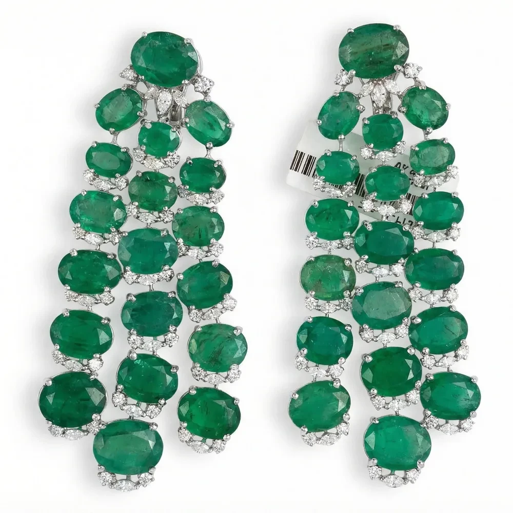 EMERALD OVAL DIAMOND MARQUEZ  EARRING