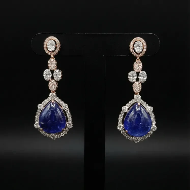 TANZANITE POTA DIAMOND EARRING