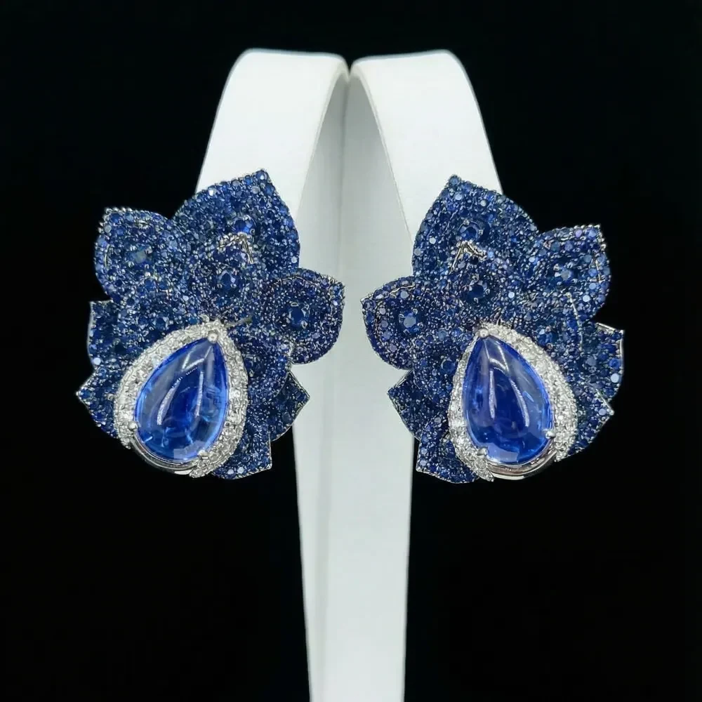 TANZANITE POTA SAPPHIRE ROUND EARRING