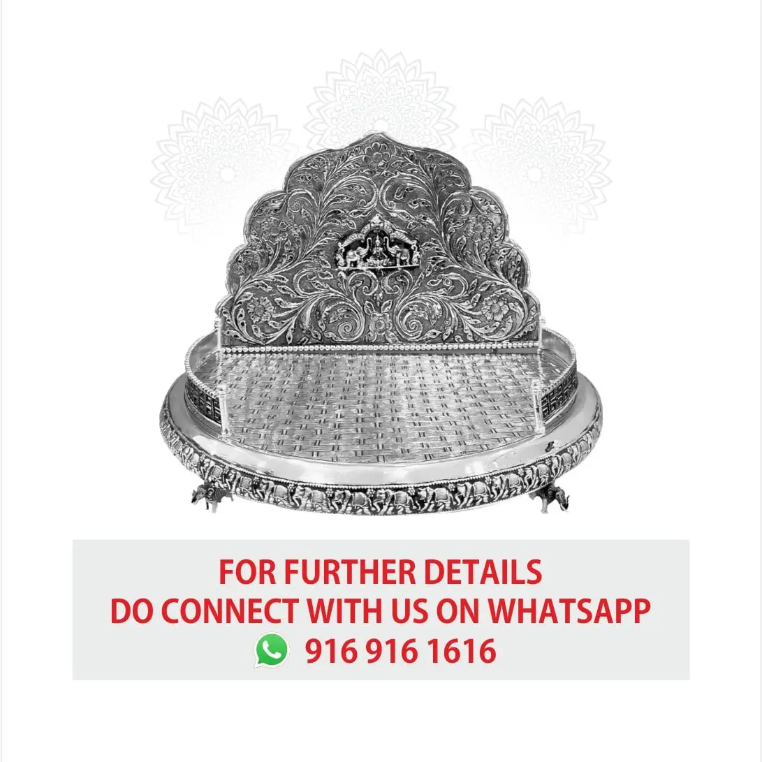Gaja Lakshmi Round Singhasan Silver Idol