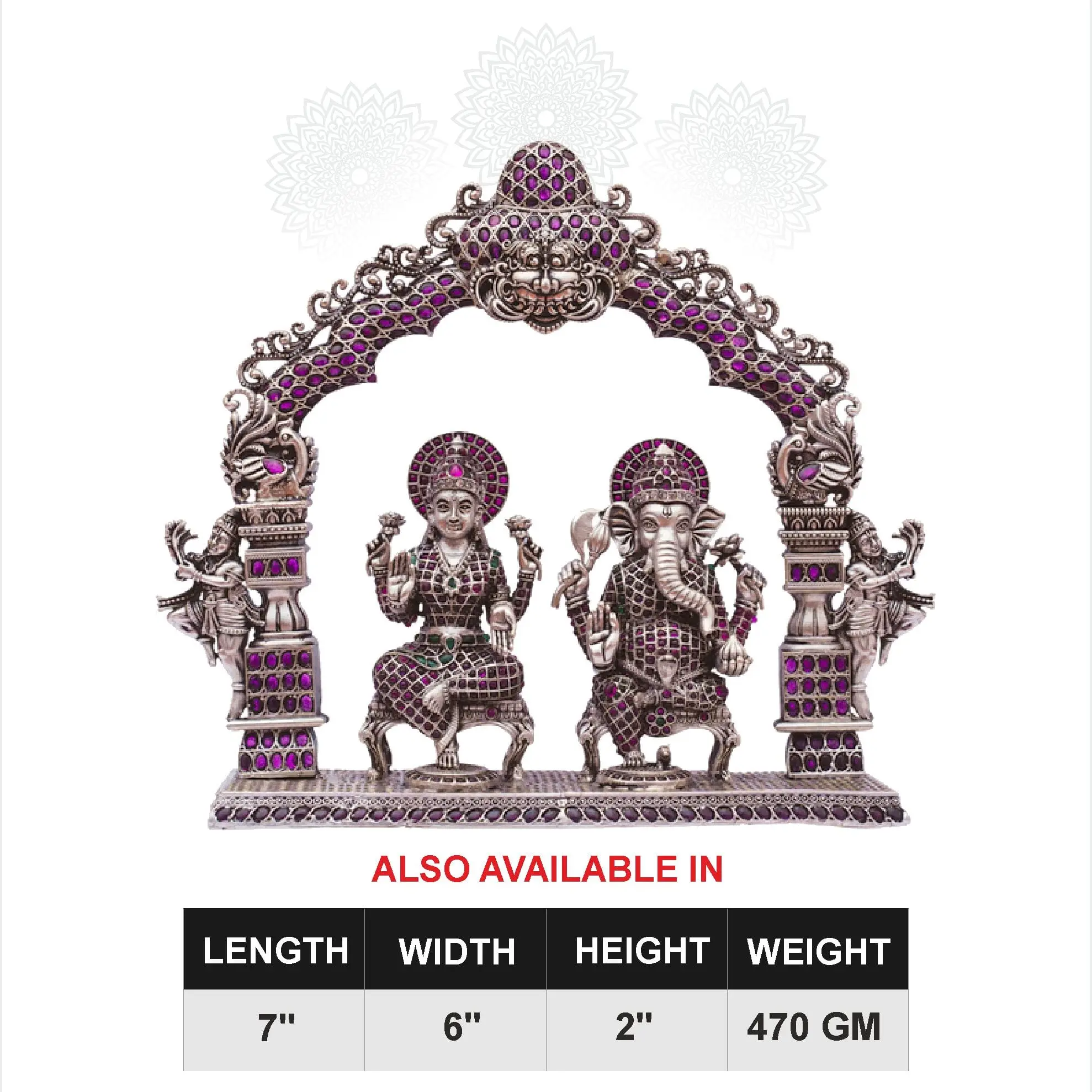 Peetam Lakshmi Ganesh With Arch  Ruby Stone