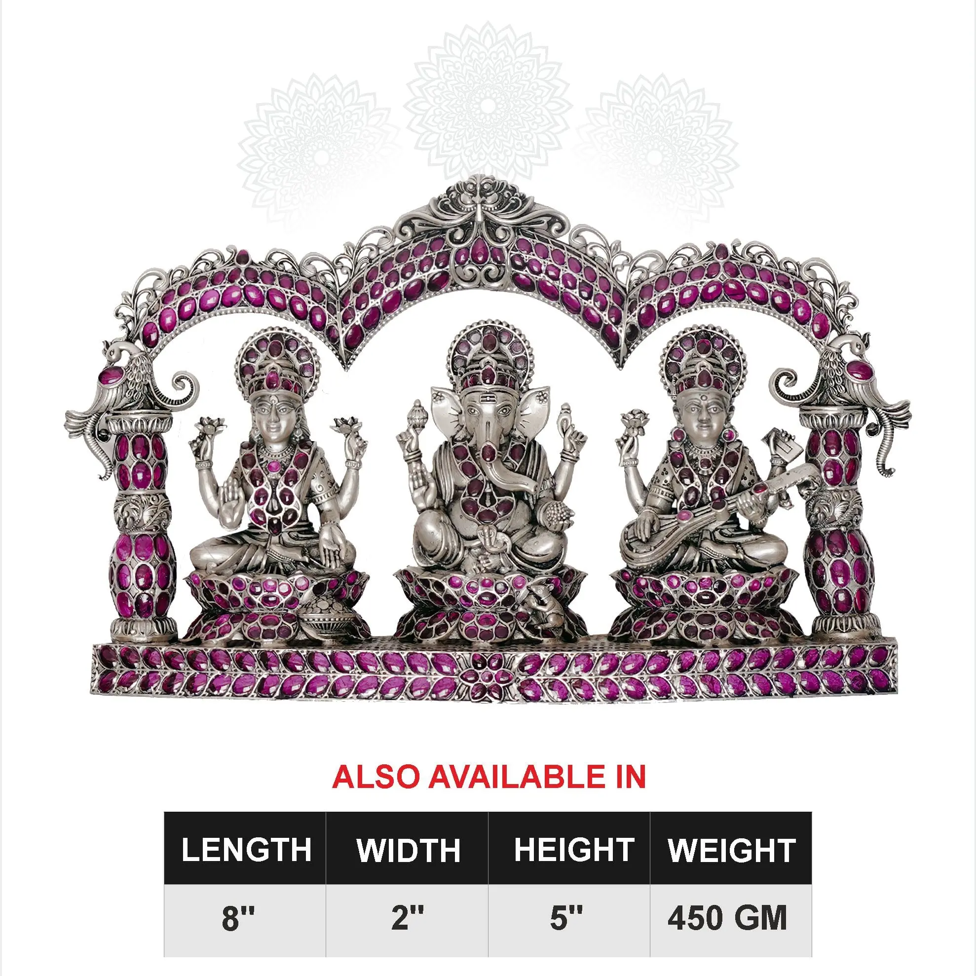 Lotus Lakshmi Ganesh Sarswati With Arch  Ruby Stone