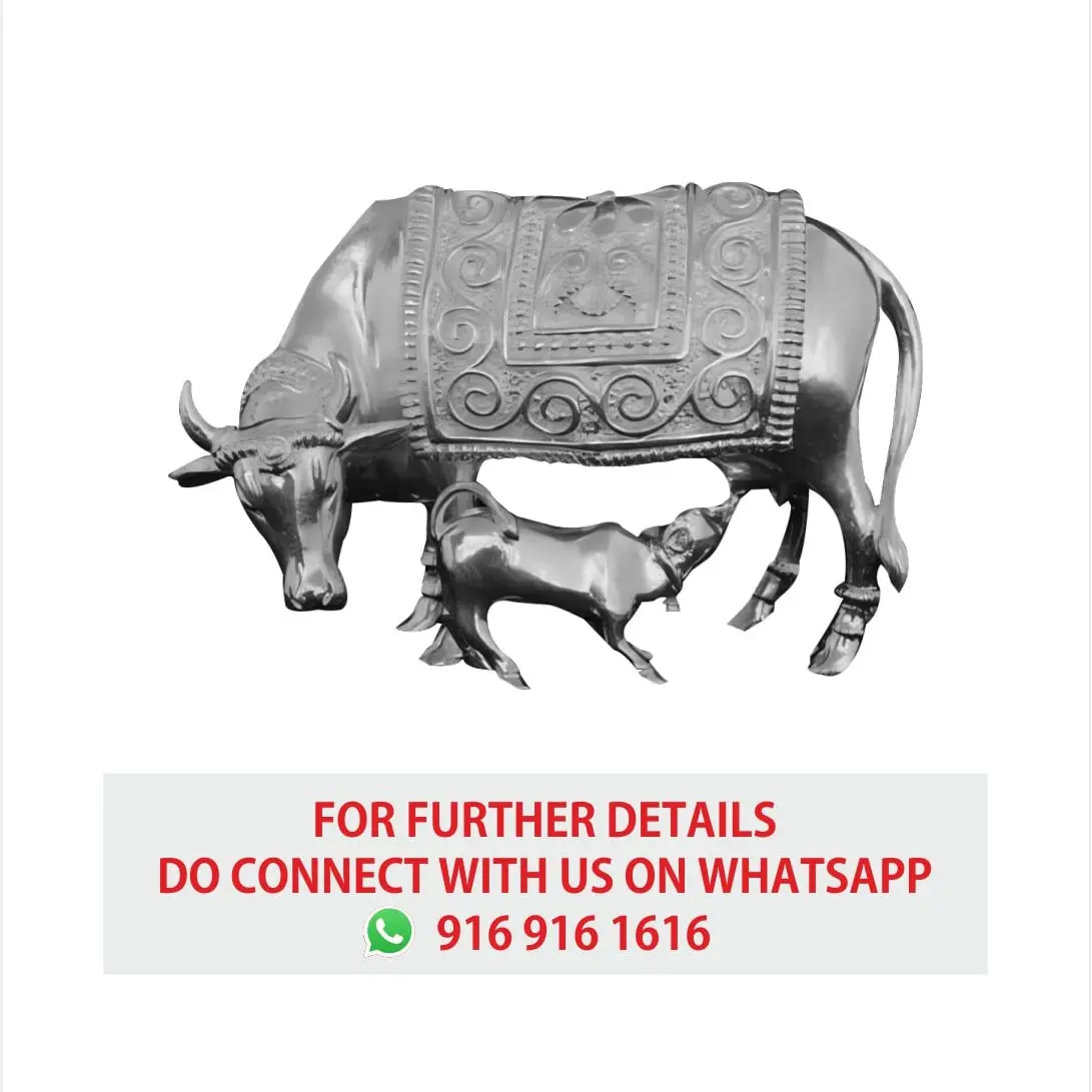 3 D Cow  Calf Silver Idol