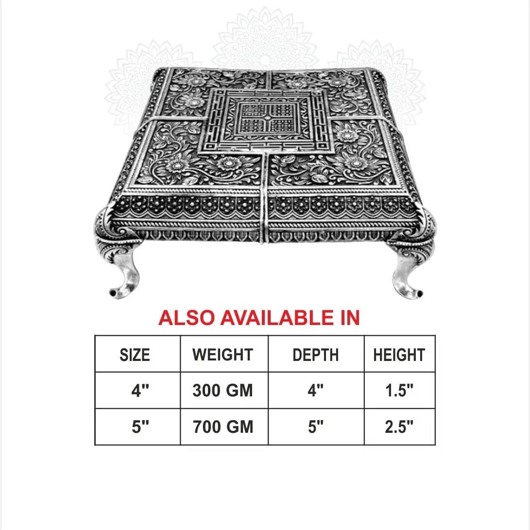 3 D Square Peetam Silver Idol