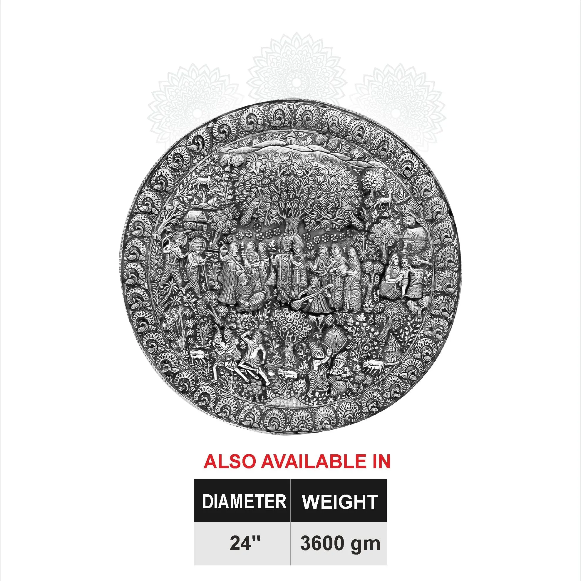 Radha Krishna Silver Nakash Round Frame