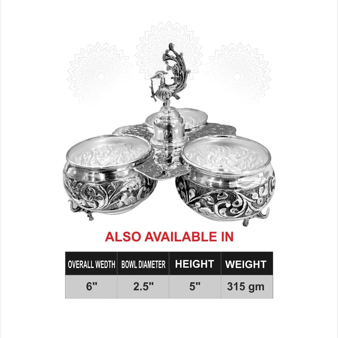3 Bowl Panchapali Elephant Leg Silver Idol