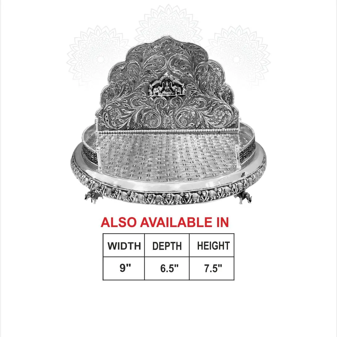 Gaja Lakshmi Round Singhasan Silver Idol