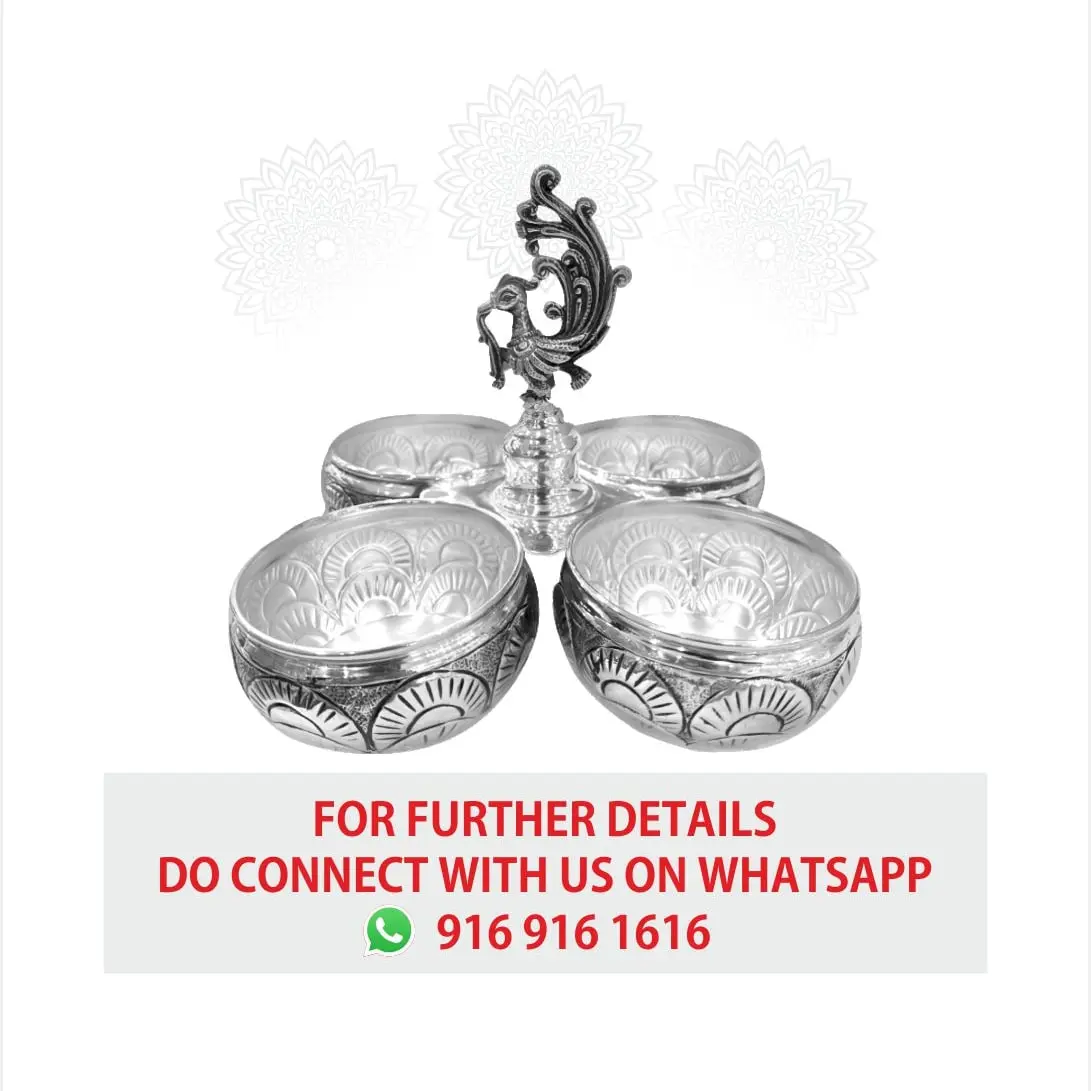 Peacock Nakash 4 Bowl Panchpali Silver Idol