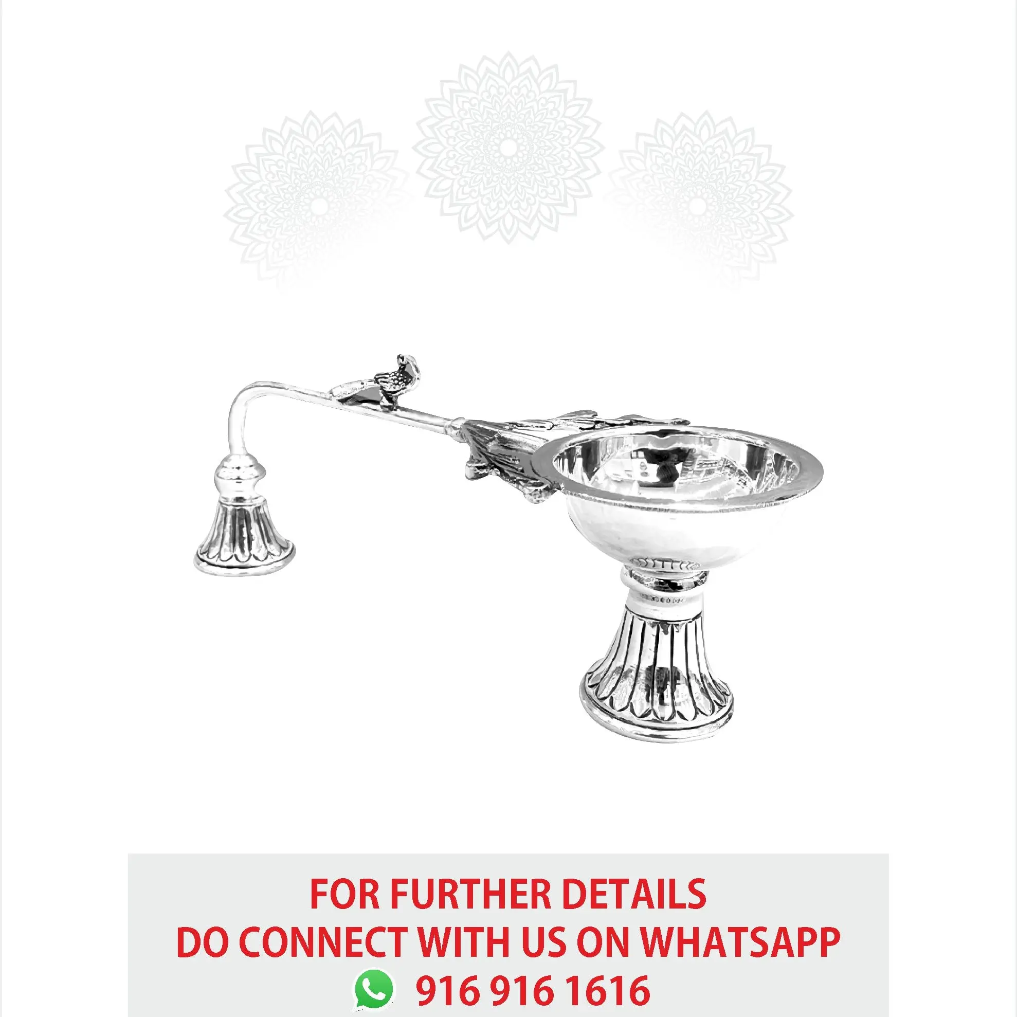 Silver Peacock Nakash Round Aarti Stand