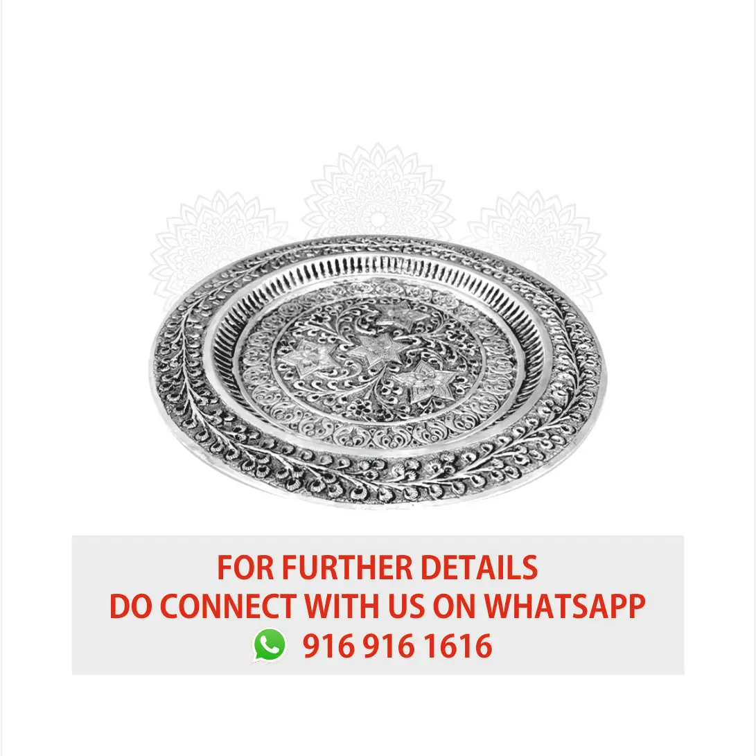Flower Nakash Round Pooja Plate