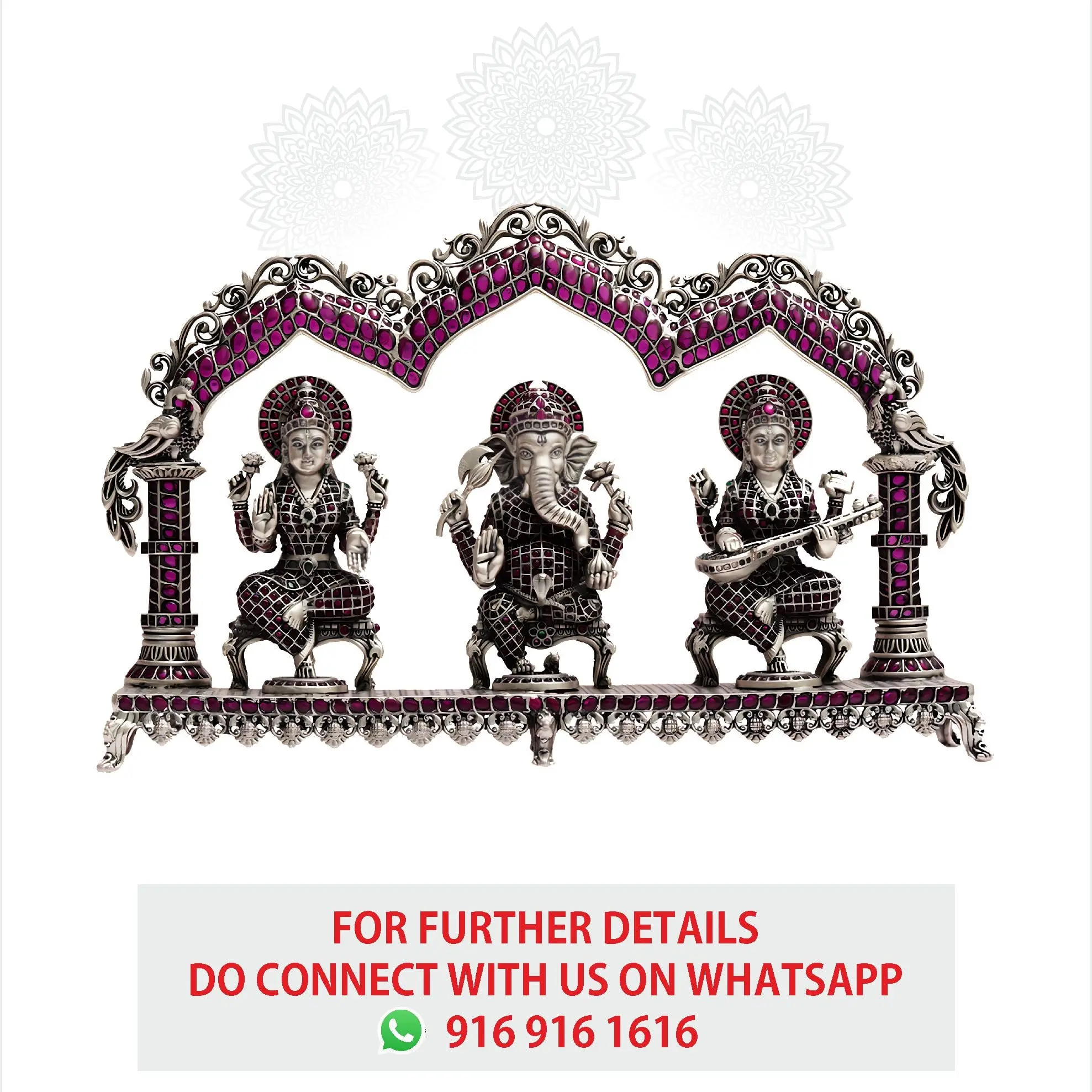 Peetam Lakshmi Ganesh Sarsawati With Arch  Ruby Stone
