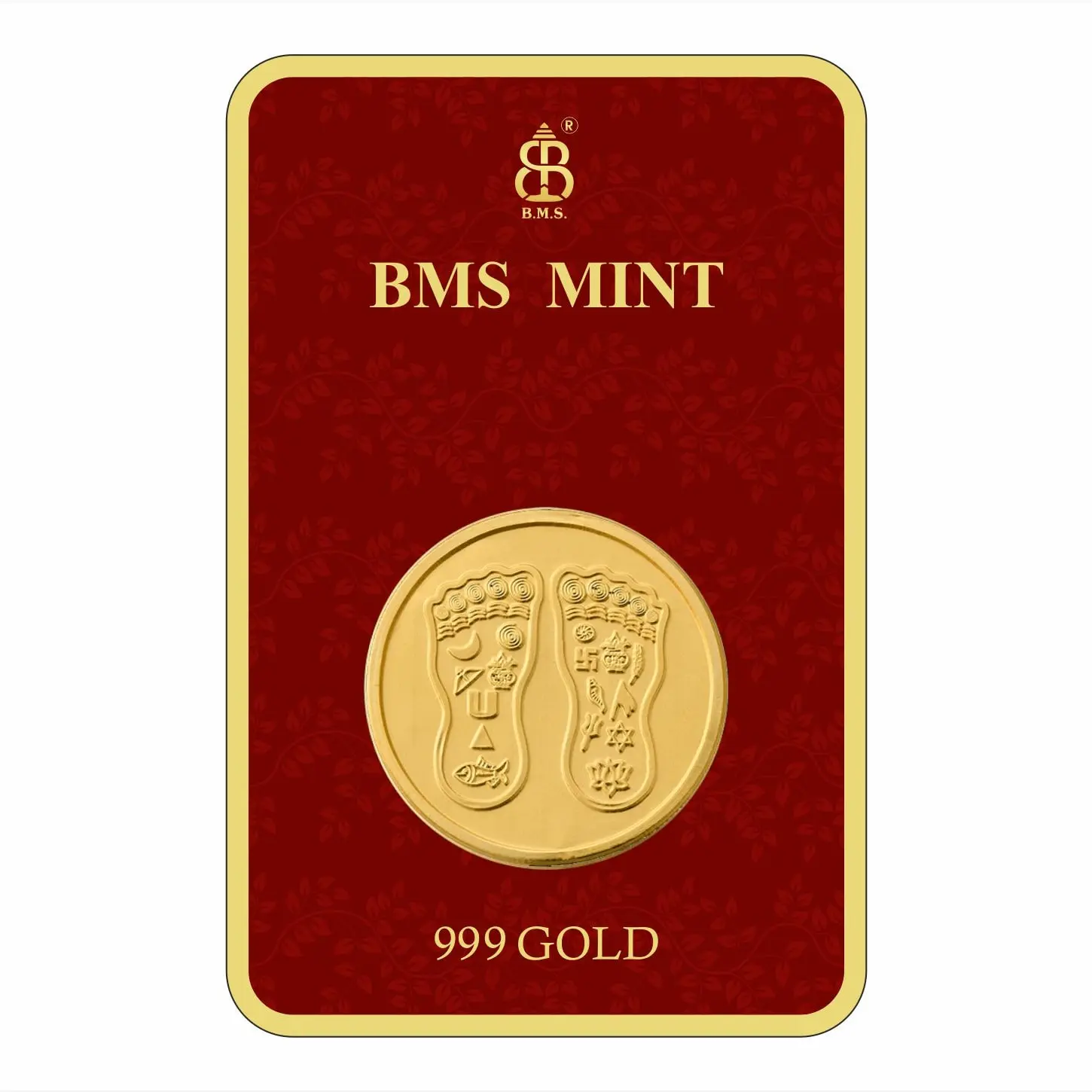 50 Mg Gold Coin Charan Paduka Square Packing