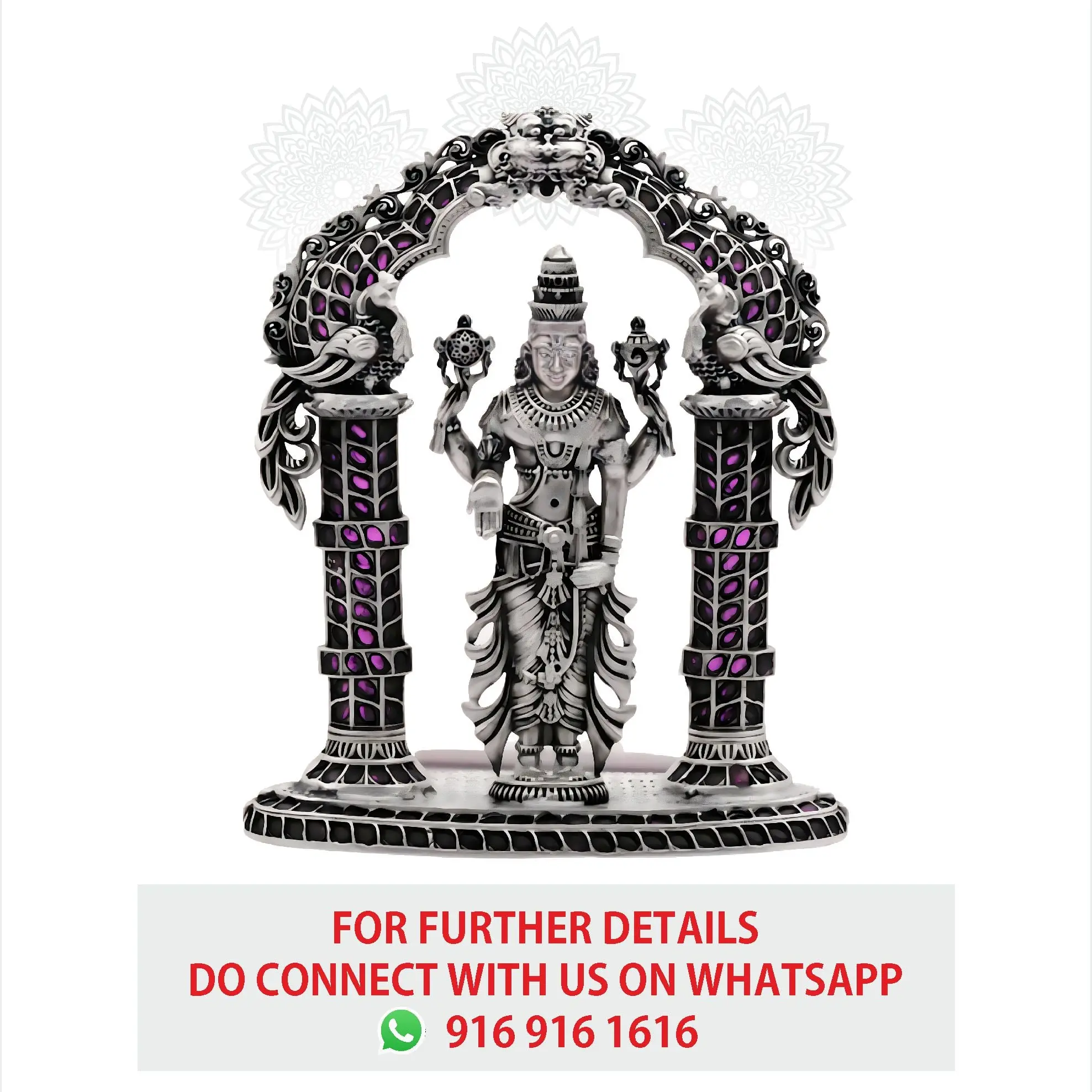 Balaji With Peacock Nakash Arch Ruby Stone