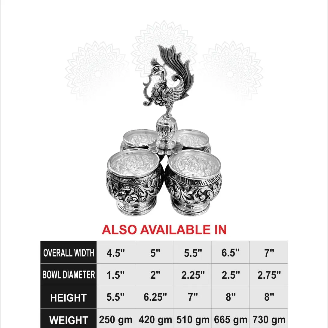 Nakash Panchapali 4 Bowl With Stand Silver Idol
