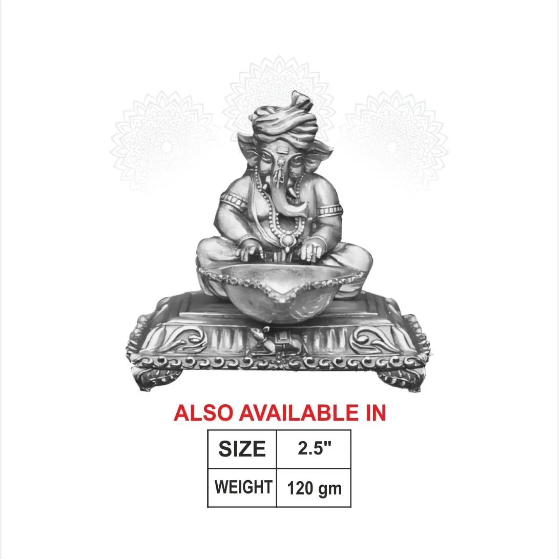 3 D Ganesh Deepam Silver Idol