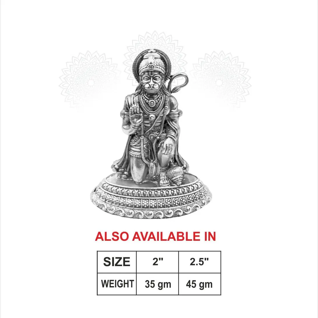 Sitting Hanuman Silver Idol
