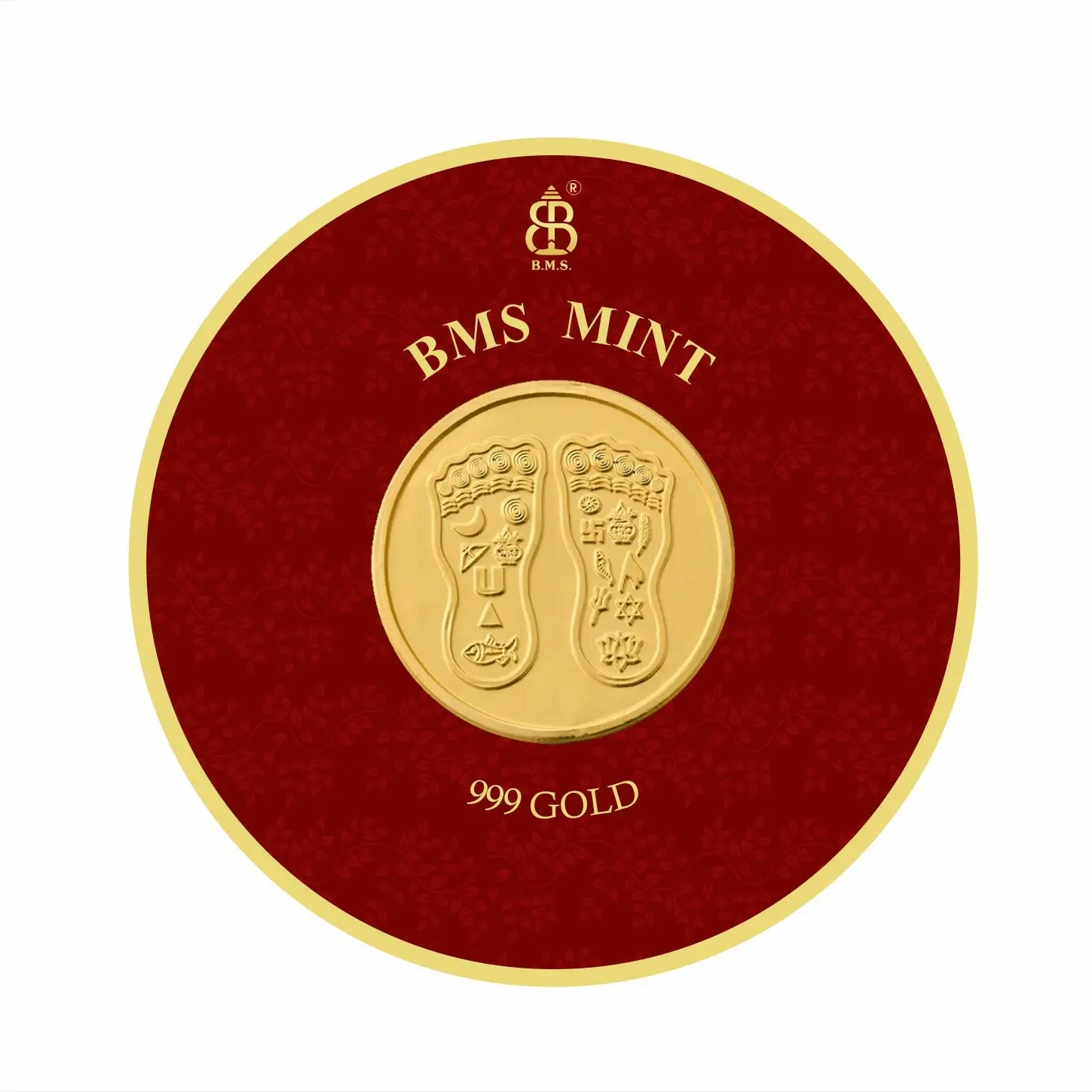 100 Mg Gold Coin Charan Paduka Round Packing