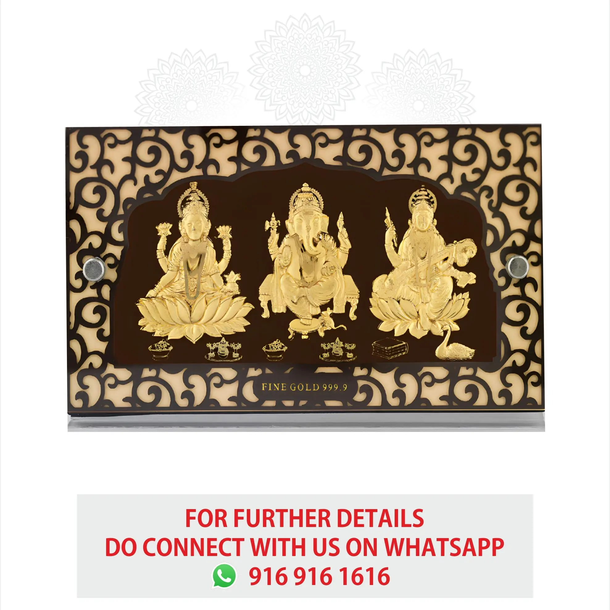 Big Lakshmi Ganesh Sarswati Gold Frame