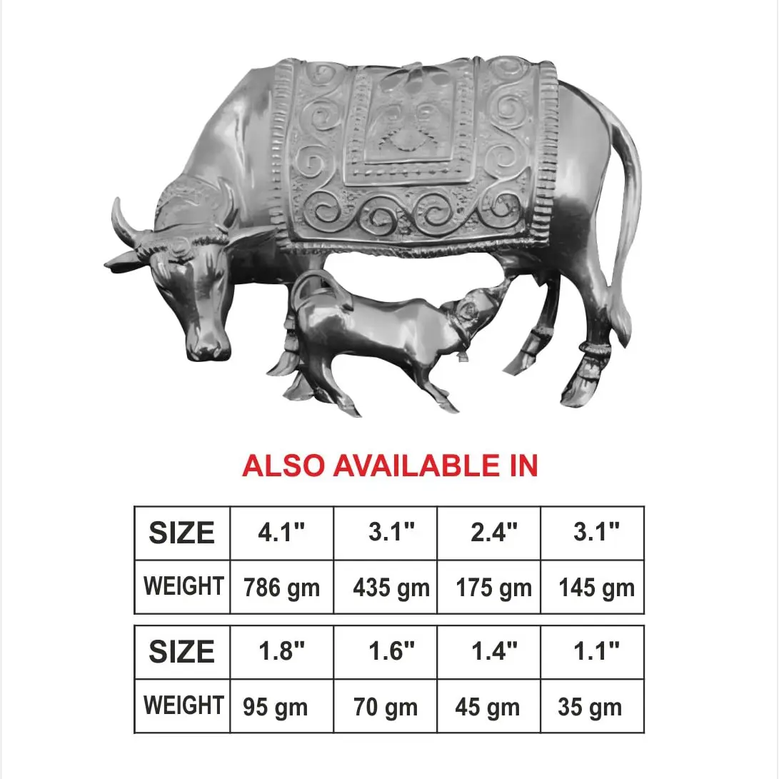 3 D Cow  Calf Silver Idol