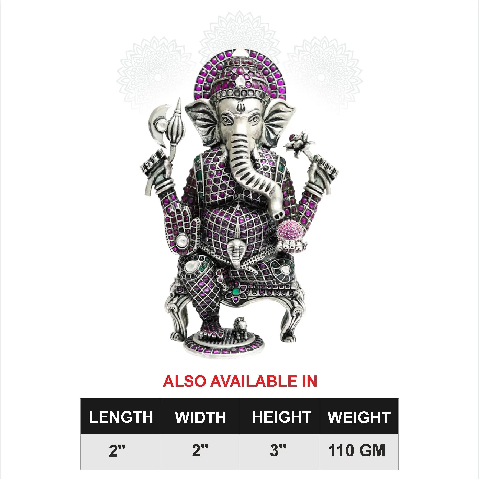 Small Peetham Ganesh With Ruby Stone