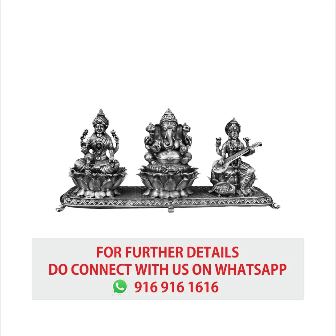 3 D Lakshmi Ganesh Saraswati Silver Idol