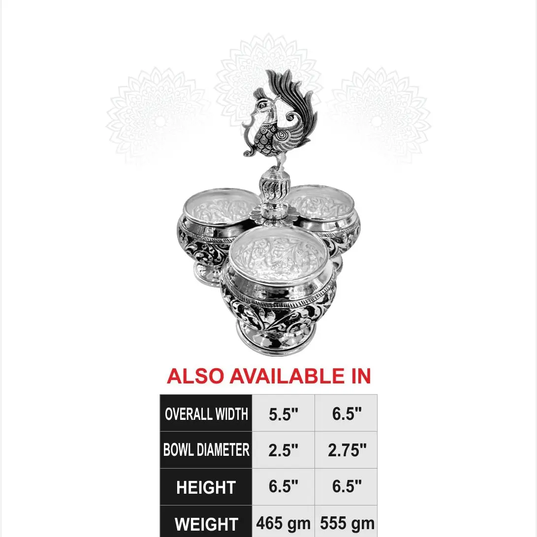 Nakash Panchpali 3 Bowl With Stand Silver Idol