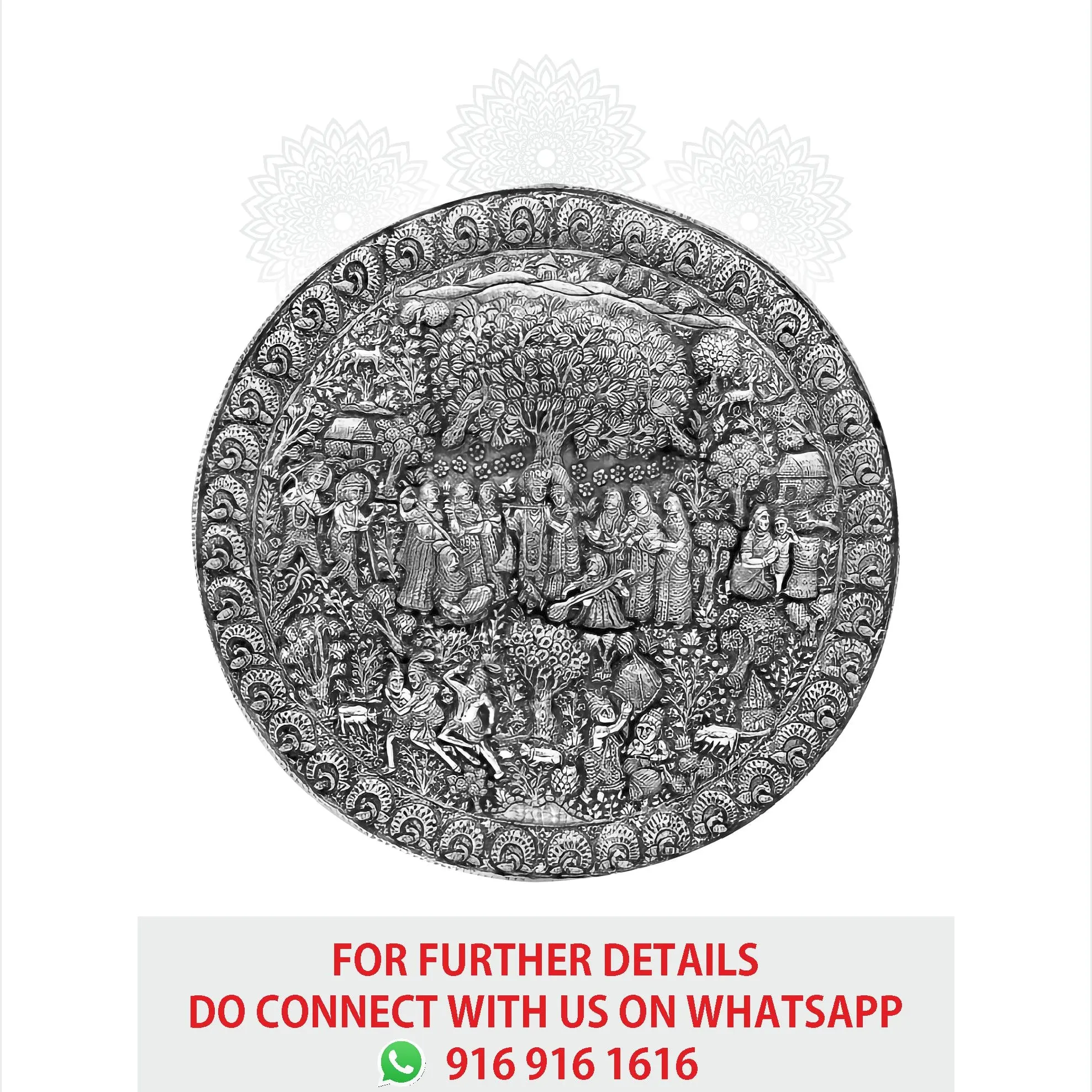 Radha Krishna Silver Nakash Round Frame