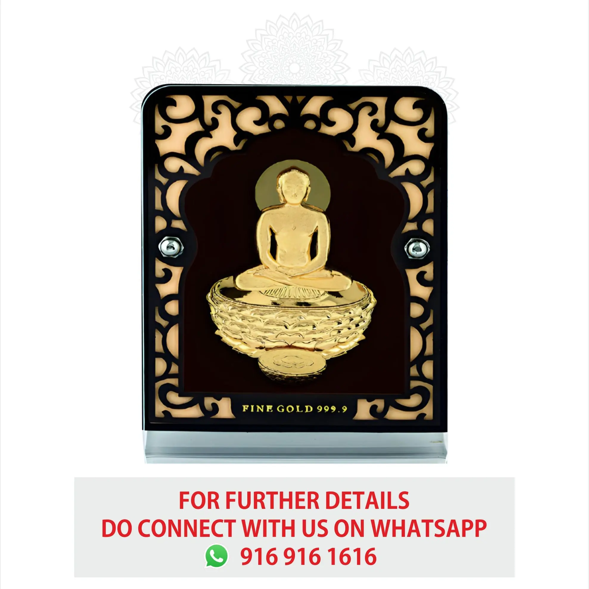Mahaveer Swami Gold Frame