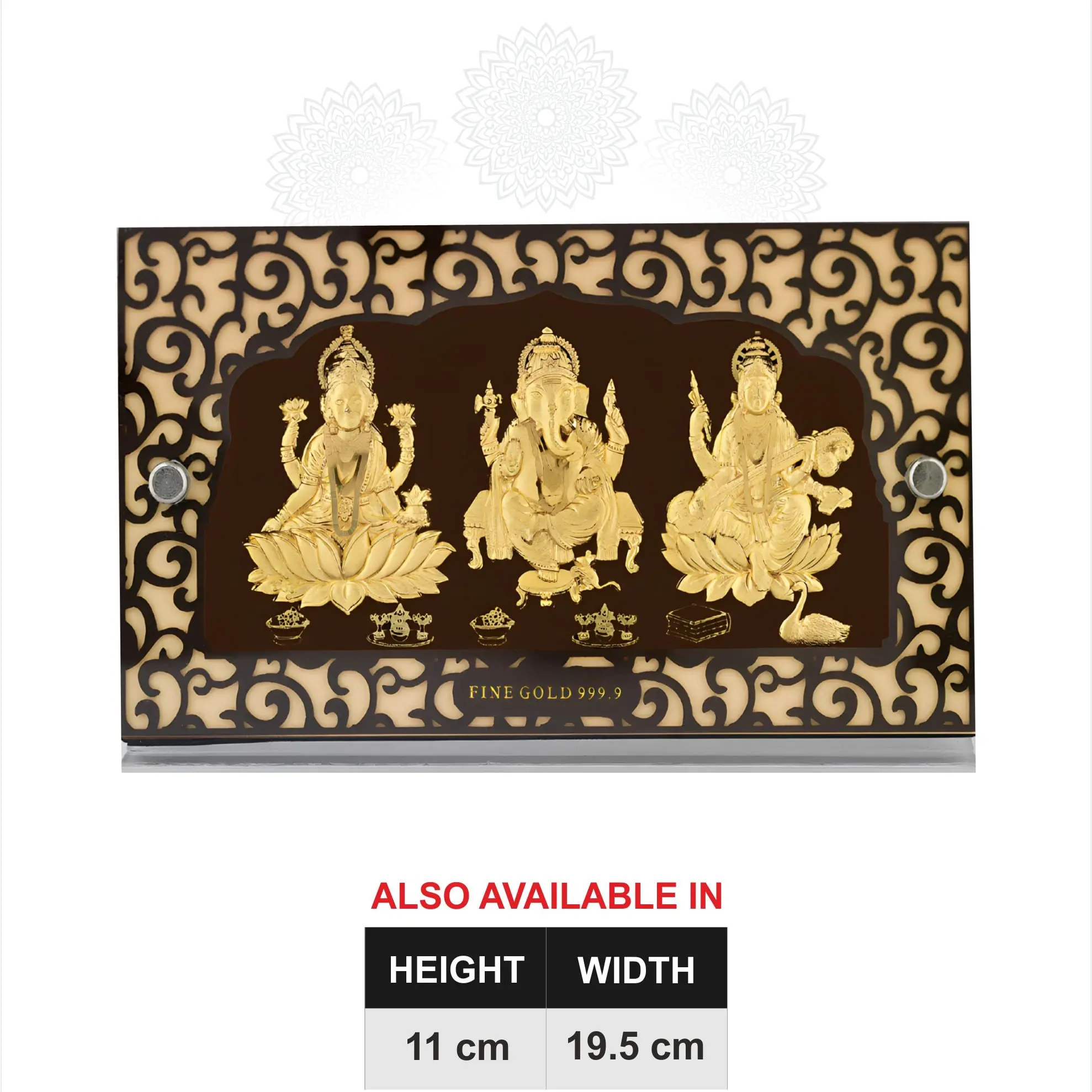Big Lakshmi Ganesh Sarswati Gold Frame