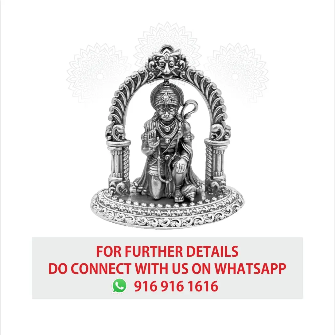Sitting Arch Hanuman Silver Idol