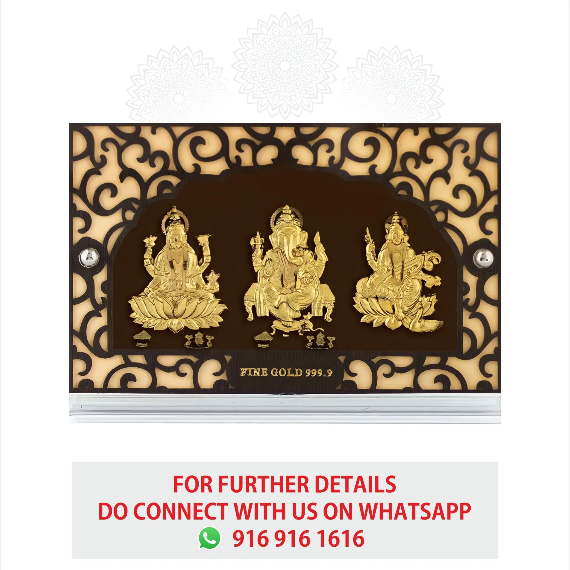 Lakshmi Ganesh Sarswati Gold Frame