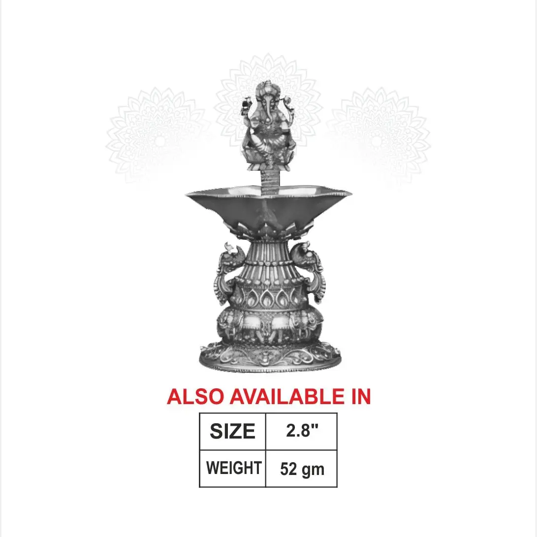 3 D Ganesh Deepam Silver Idol