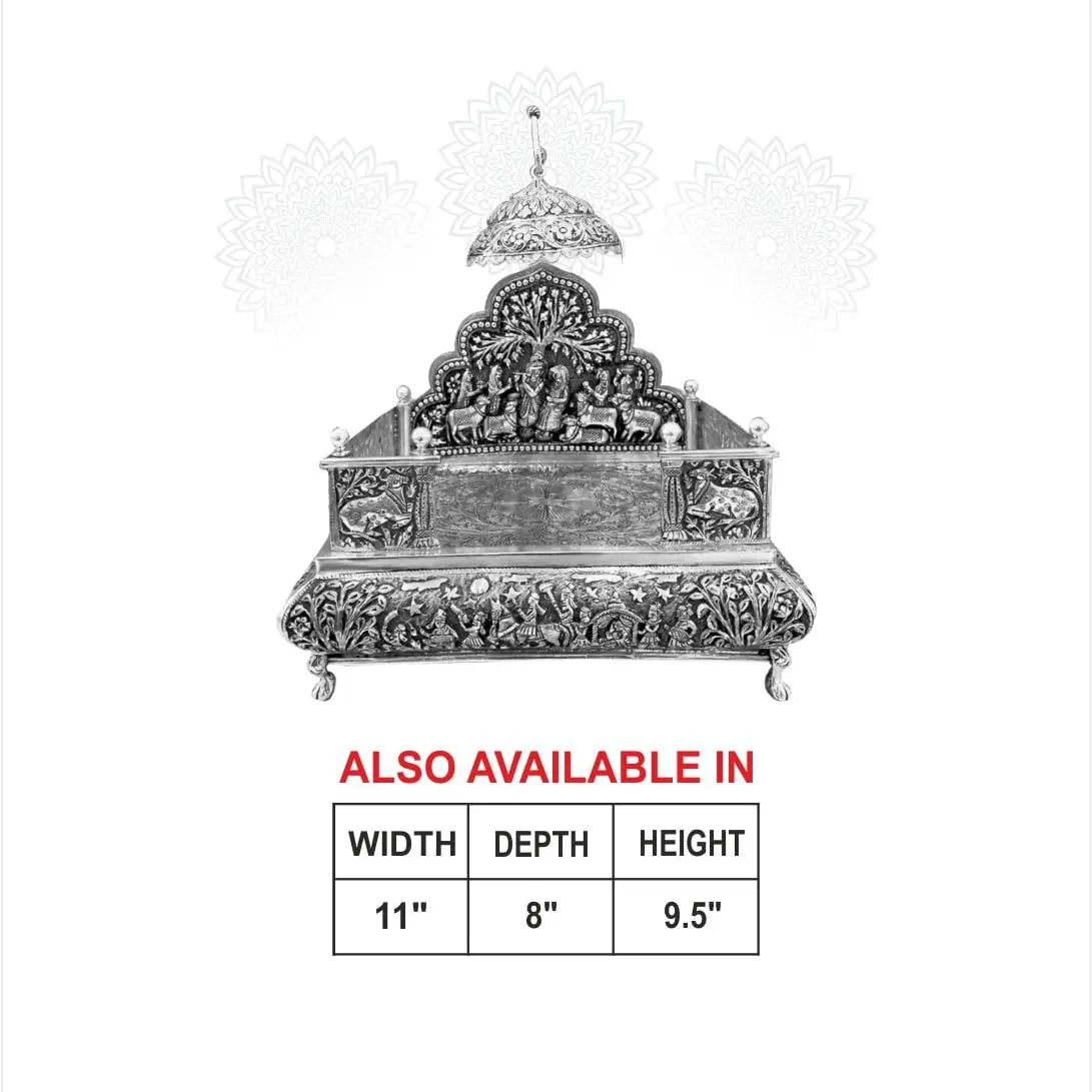 Radha Krishna Singhasan Silver Idol