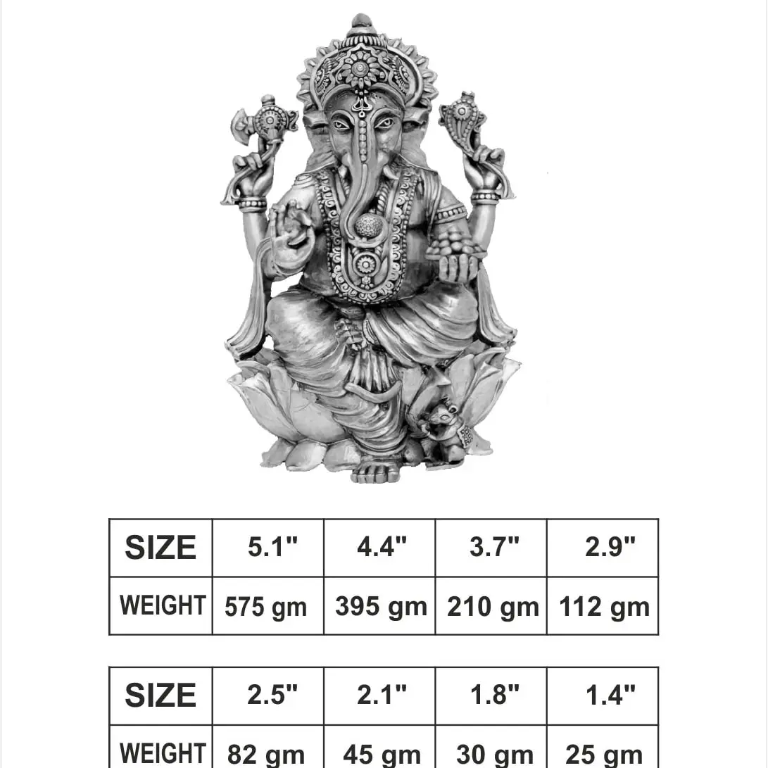 3 D  Padmam Ganesh Left Trunk Silver Idol