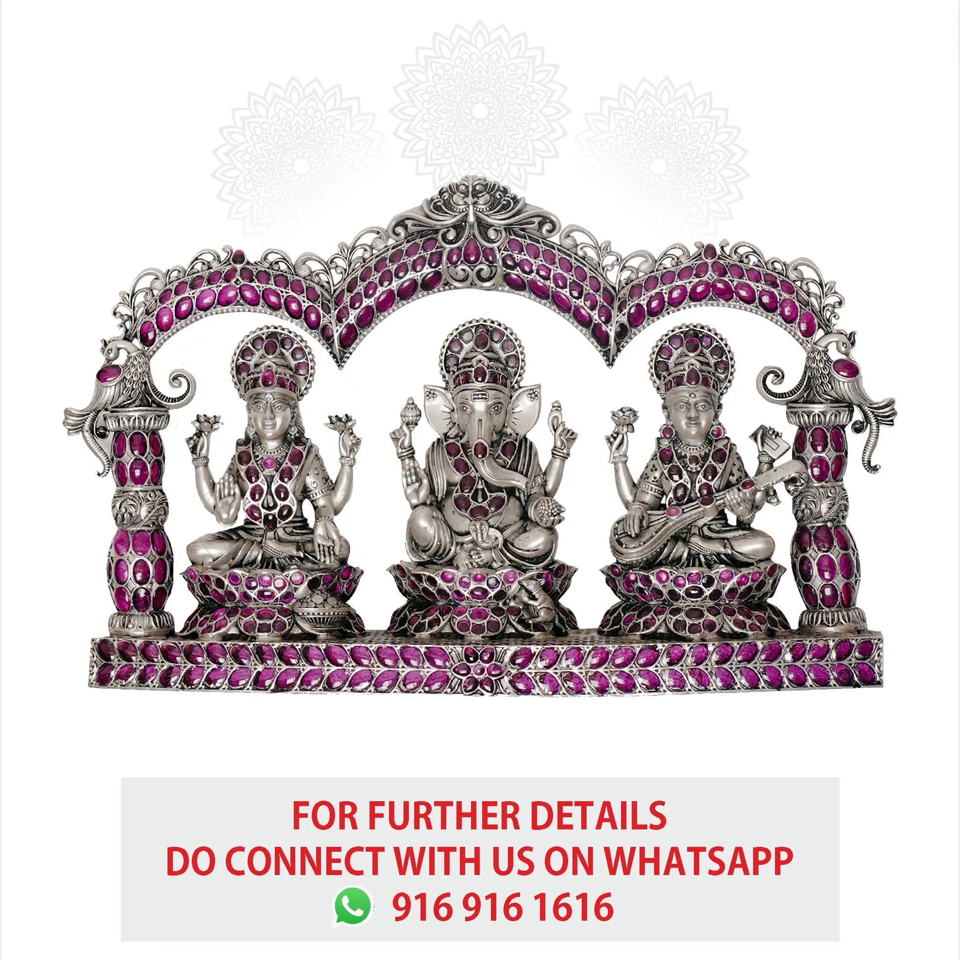 Lotus Lakshmi Ganesh Sarswati With Arch  Ruby Stone