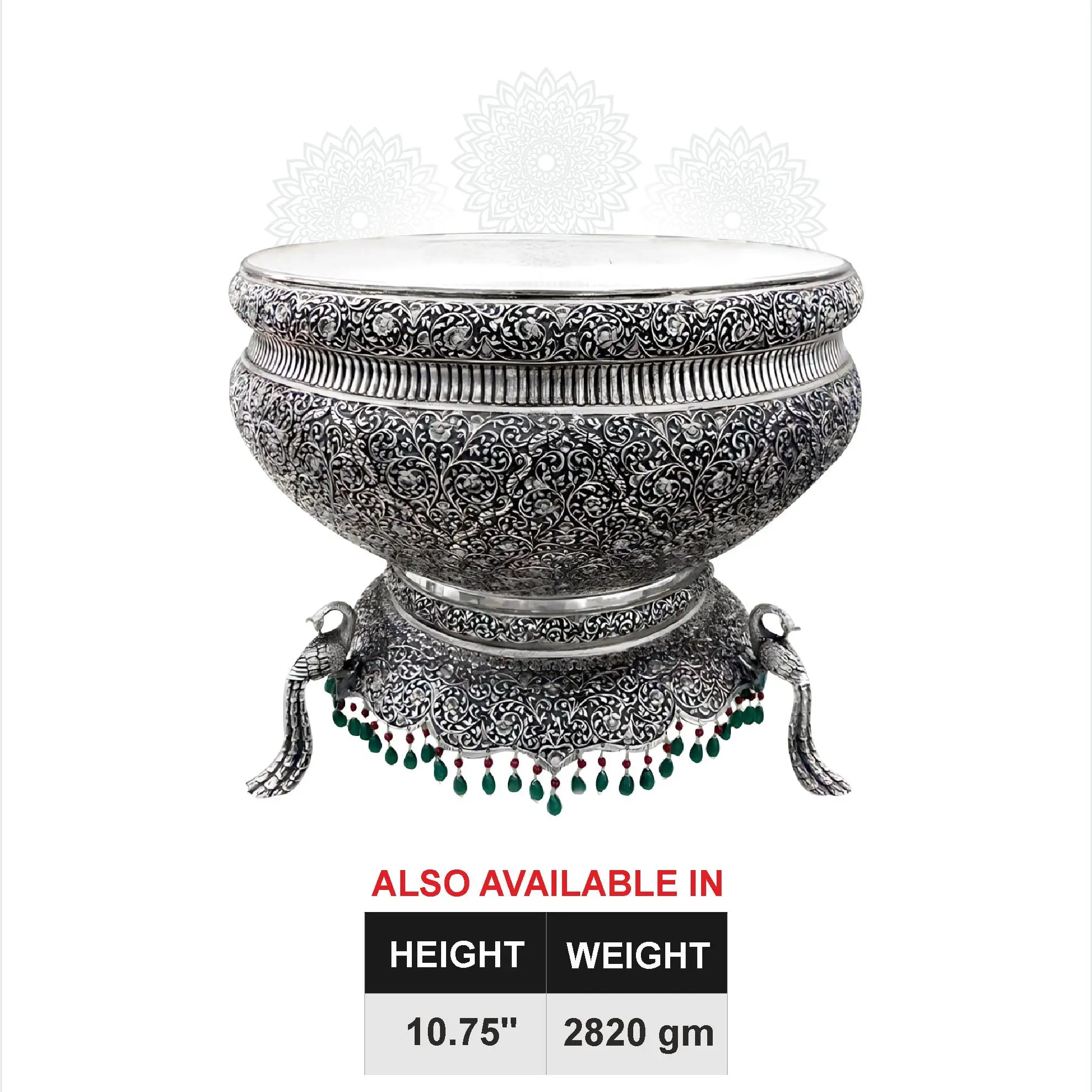 Peacock Nakash With Green Stone Urali