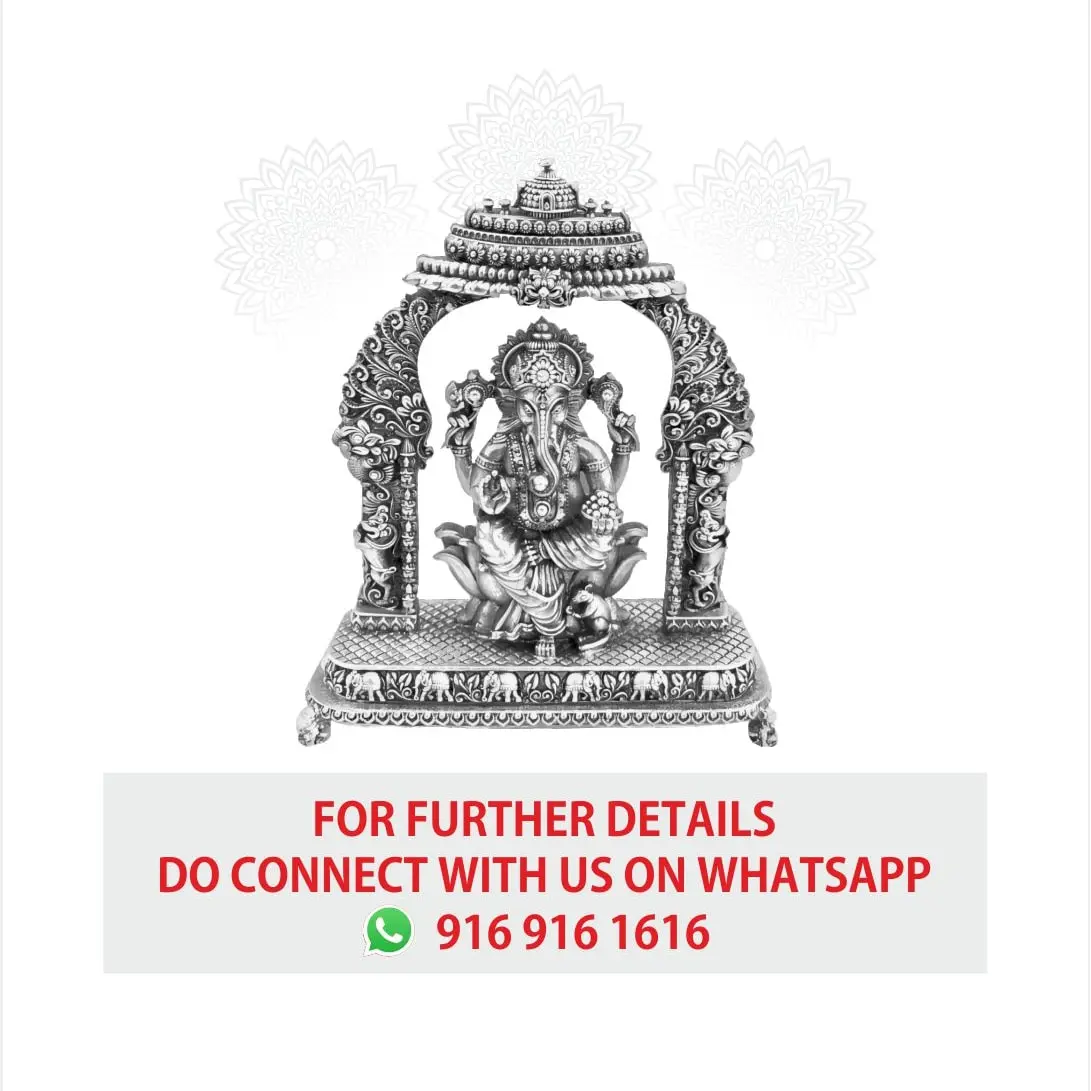 2 D Arch Lotus Ganesh Silver Idol