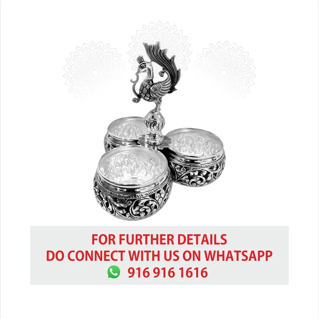 Nakash Panchpali 3 Bowl Without Stand Silver Idol