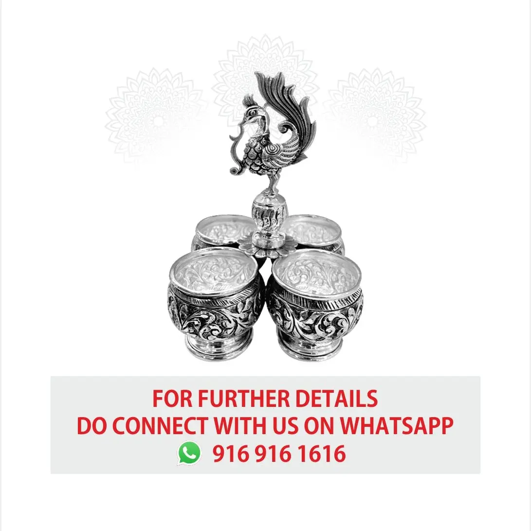 Nakash Panchapali 4 Bowl With Stand Silver Idol