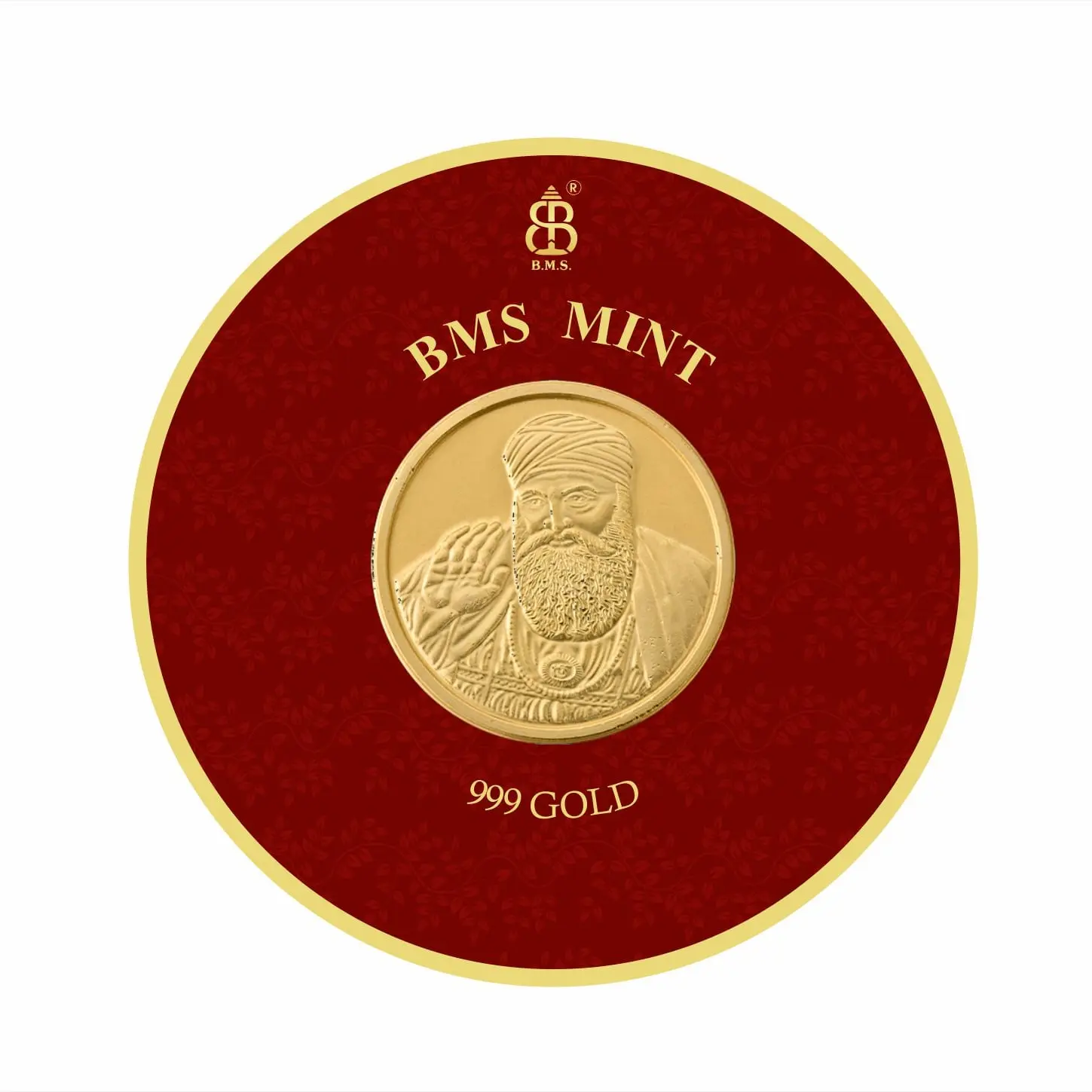 100 Mg Gold Coin Guru Nanak Round Packing