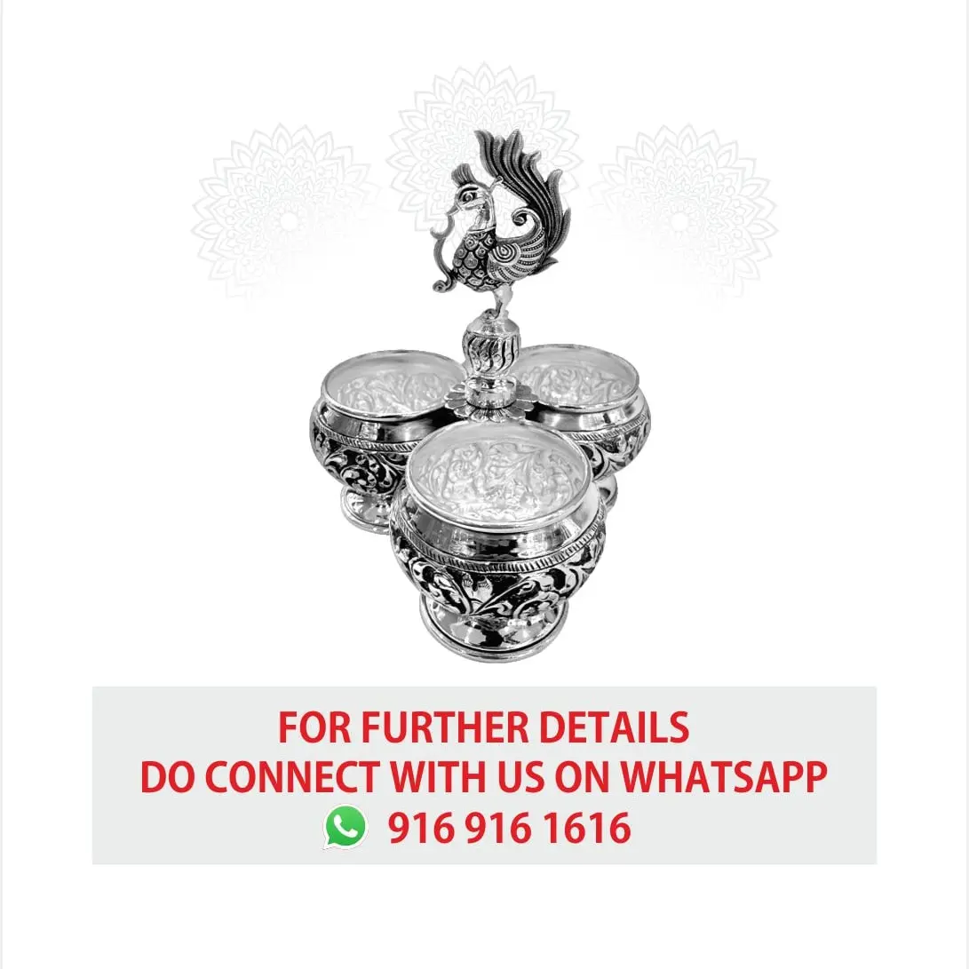 Nakash Panchpali 3 Bowl With Stand Silver Idol