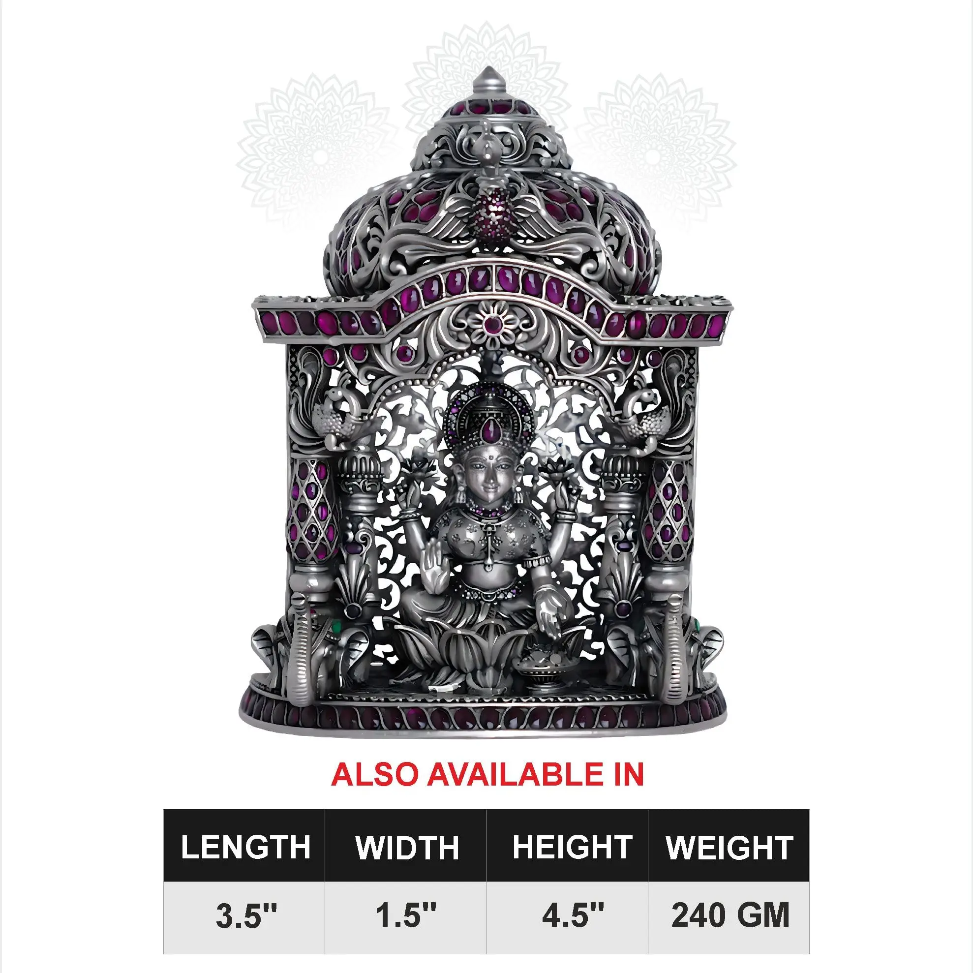 Lakshmi With Temple With Ruby Stone