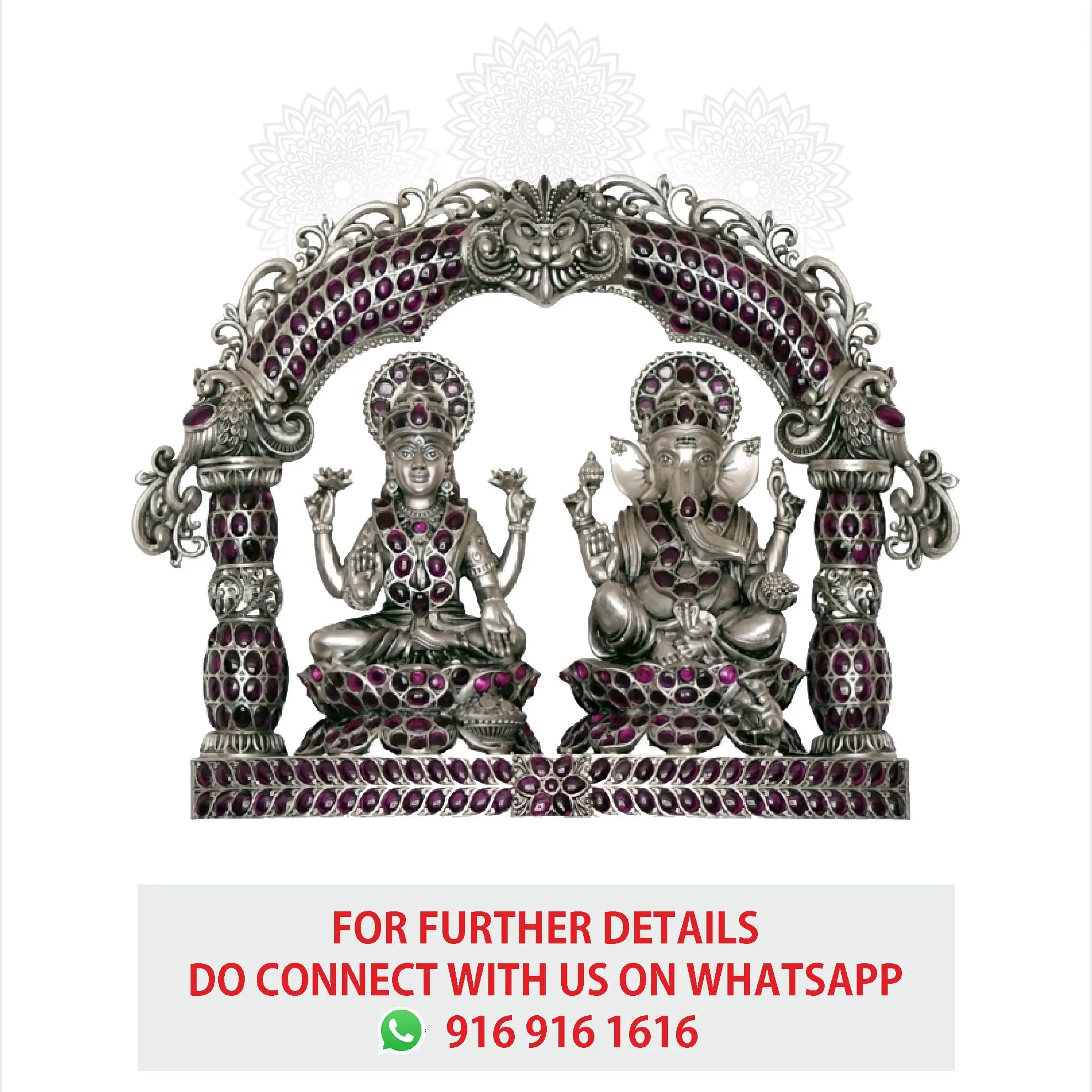 Lotus Lakshmi Ganesh With Arch  Ruby Stone